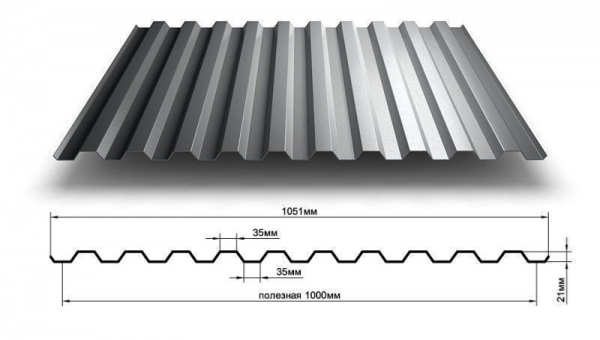 Профнастил С-21 оцинкованный